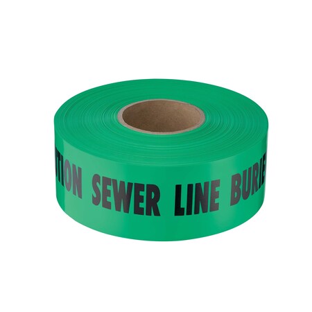 Milwaukee Tool 3" X 1000-FT SHIELDTEC GREEN STANDARD STRETCH NONDETECTABLE "CAUTION SEWER LINE BURIED BELOW" 22-045